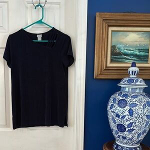 Women’s Chico’s Travelers Black Polyester & Spandex Short Sleeve Top Size 4